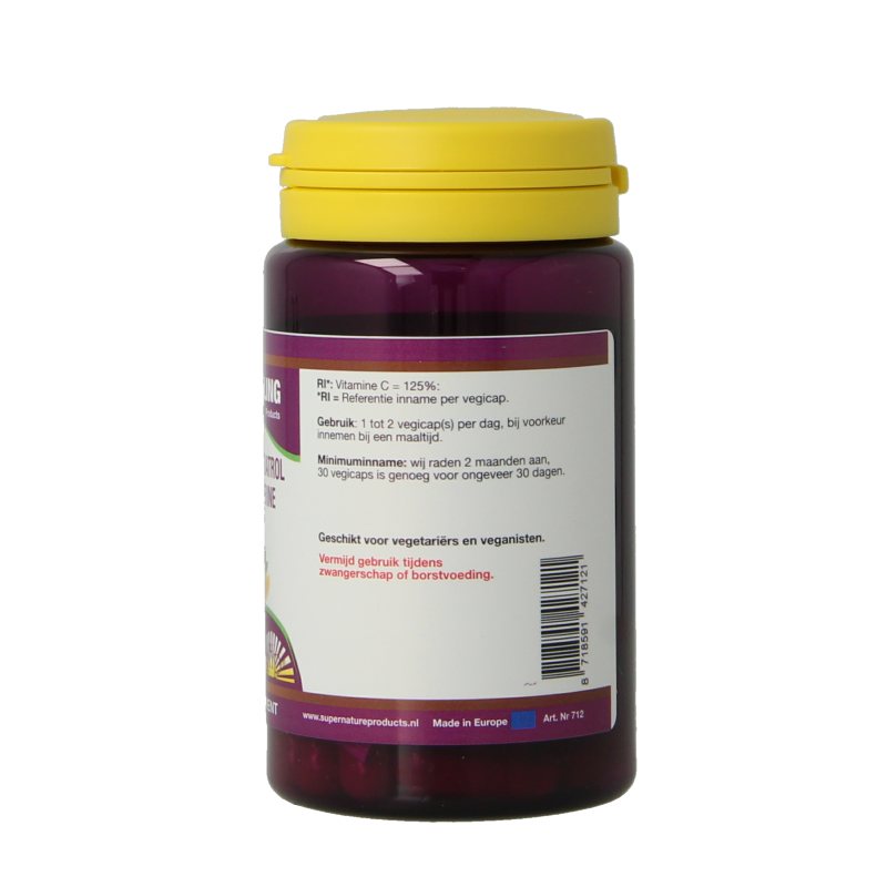 NHP Vit B3 Resveratrol vitamine C bioperine 30 Vegetarische capsules