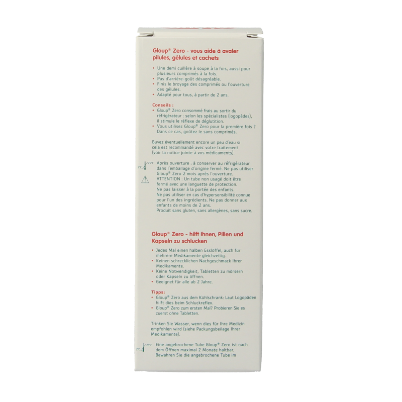 Gloup Zero medicatie inname gel framboos 75 Milliliter