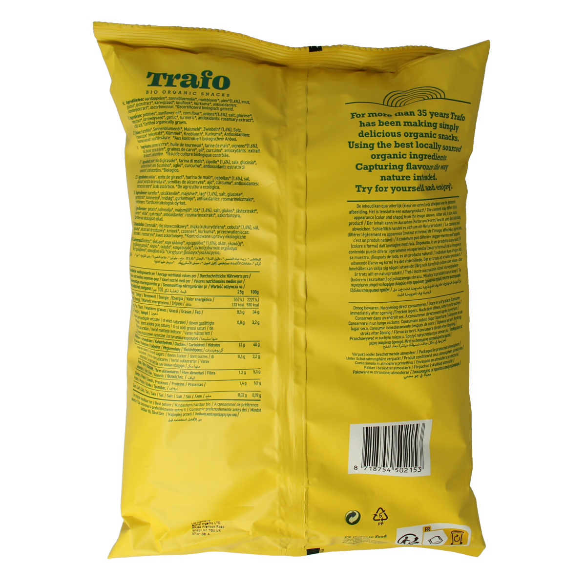 Trafo Chips handcooked kaas & ui bio 125.00 Gram