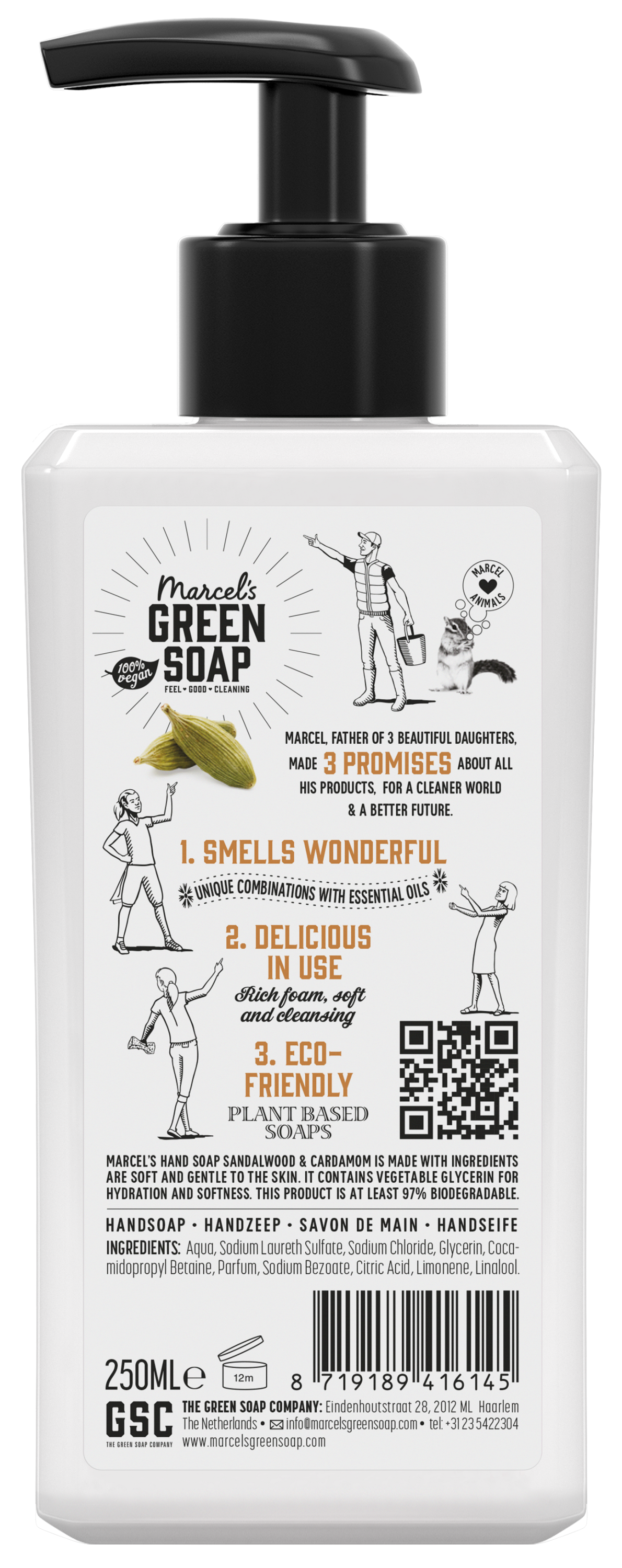 Marcel's Green Soap Handzeep sandelhout & kardemom 250 Milliliter