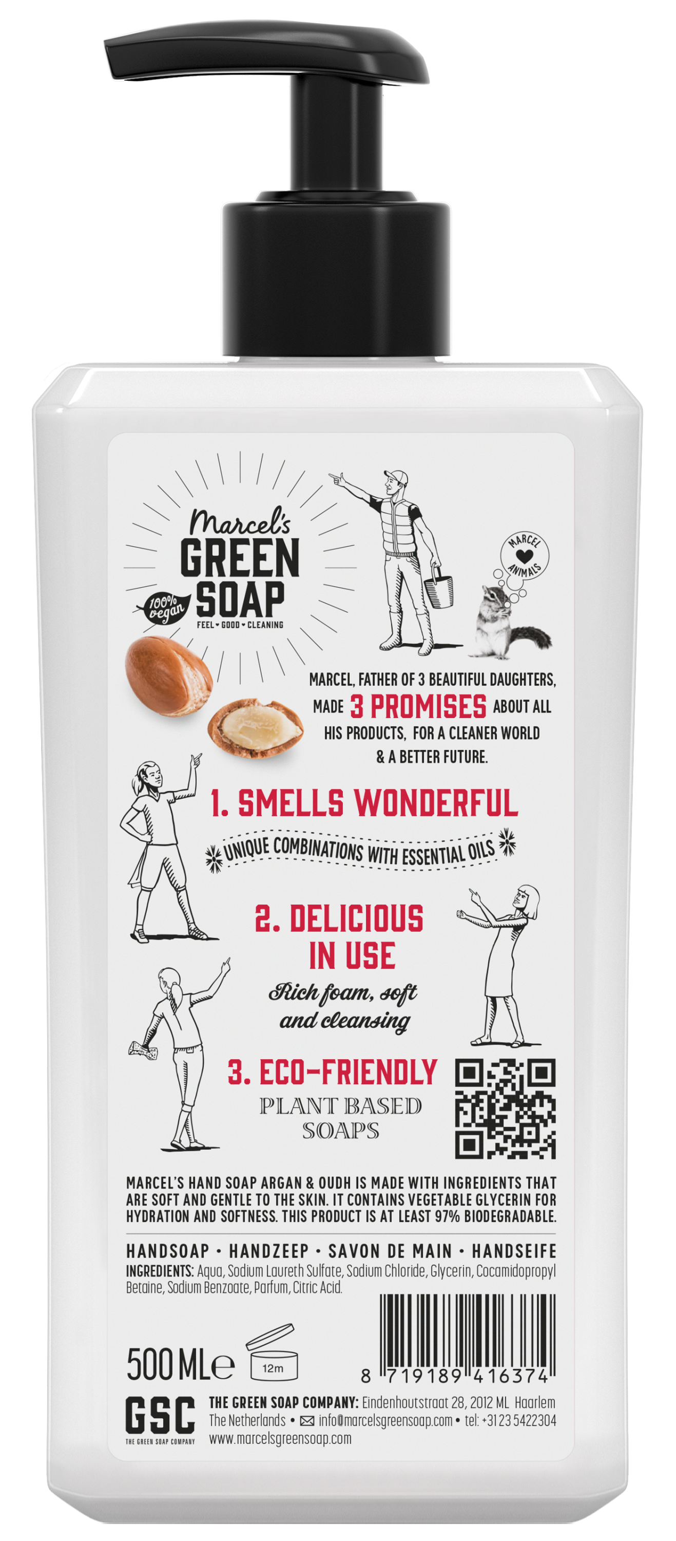 Marcel's Green Soap Handzeep argan & oudh 500 Milliliter