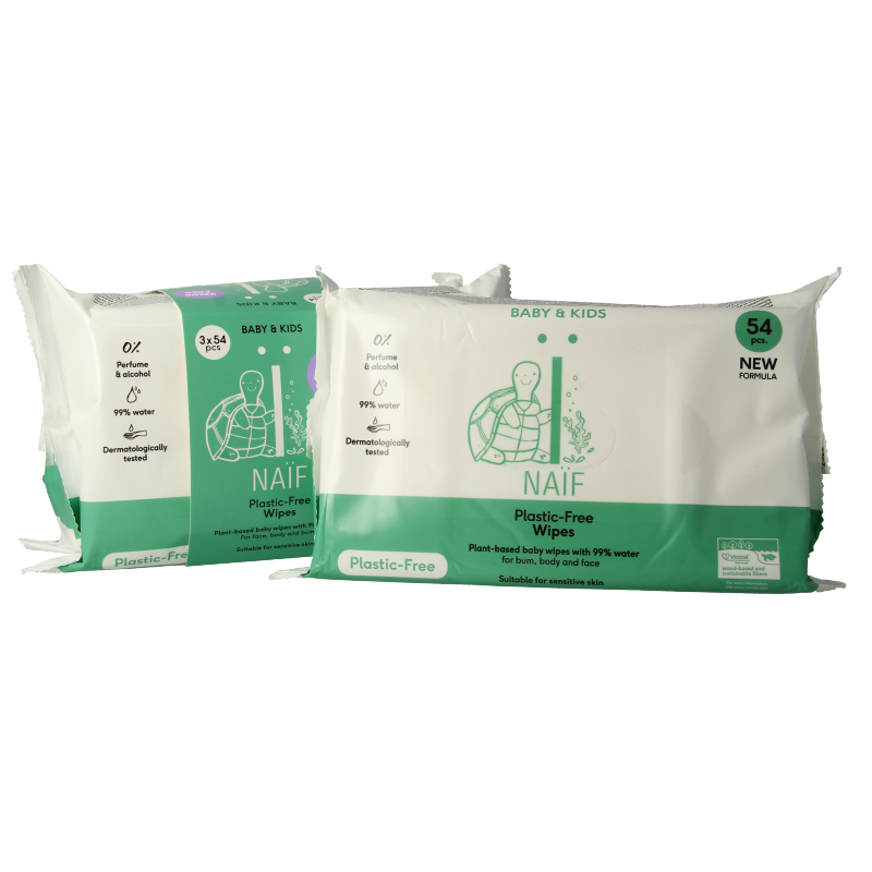 Naif Baby & kids plastic-free wipes 3-pack 3 Stuks