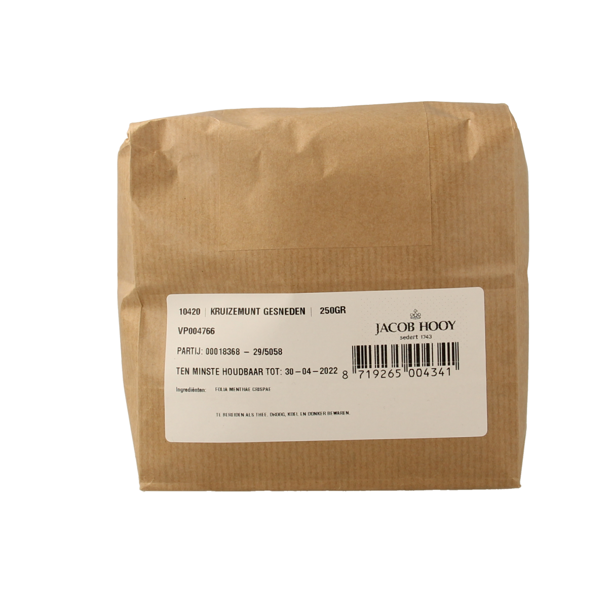 Jacob Hooy Kruizemunt gesneden/mentha cr 250.00 Gram