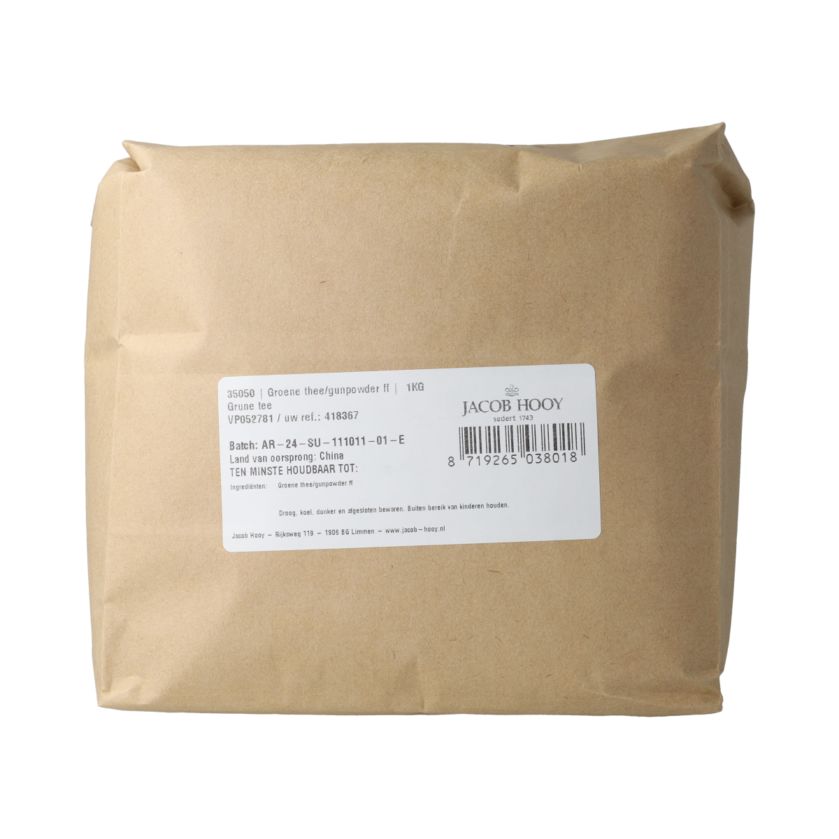 Jacob Hooy Groene thee/gunpowder 1.00 Kilogram