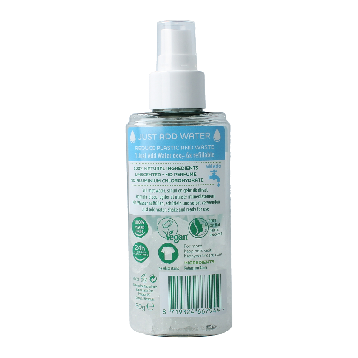 Happy Earth Natuurlijke just add water unscented spray 50.00 Gram