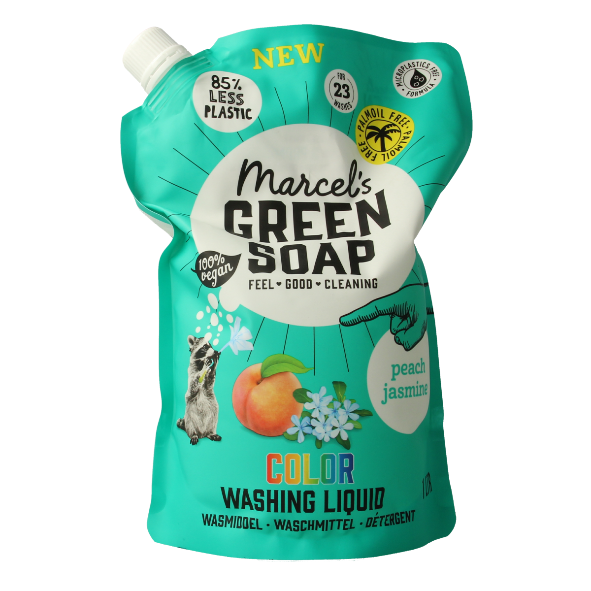 Marcel's Green Soap Wasmiddel kleur perzik & jasmijn navul  1.00 Liter