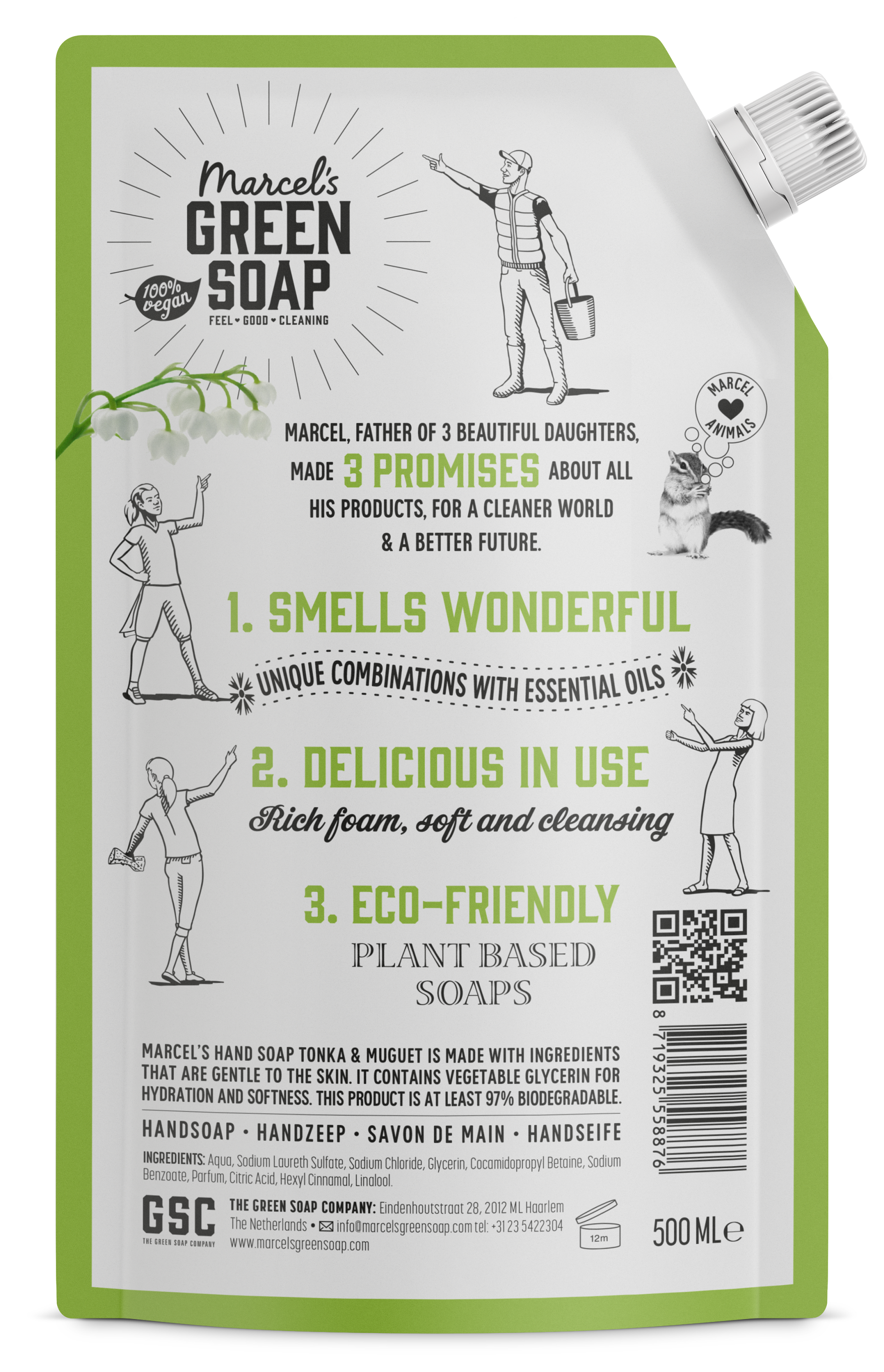 Marcel's Green Soap Handzeep tonka & muguet navul 500.00 Milliliter
