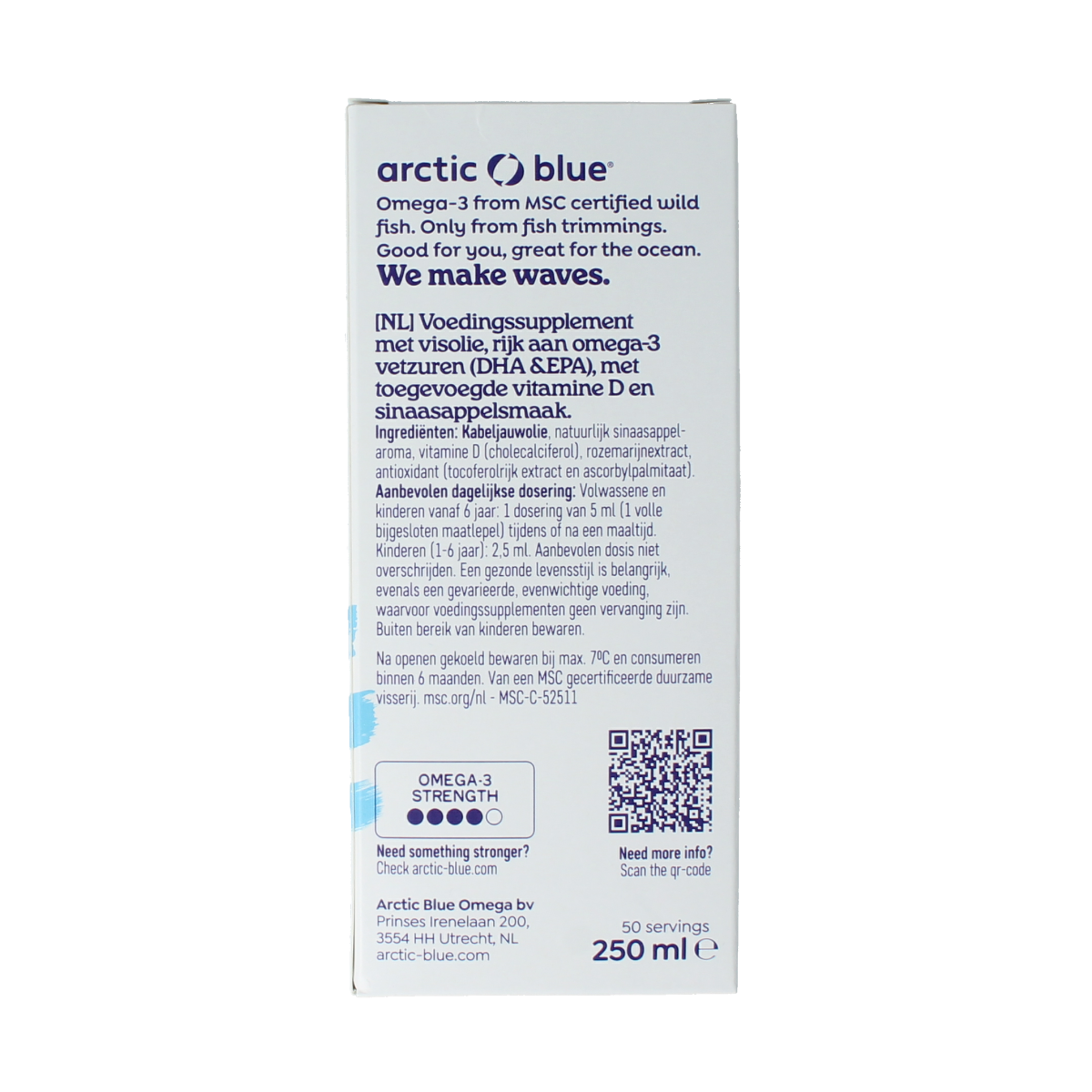 Arctic Blue Omega 3 pure visolie met vitamine D 250.00 Milliliter