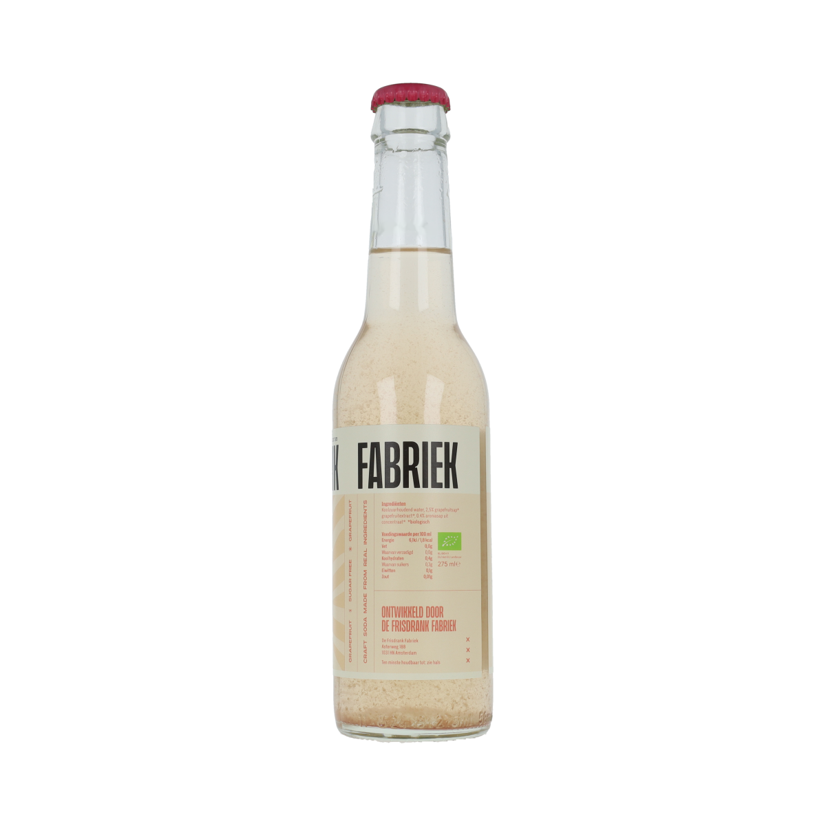 De Frisdrank Fabriek  Koolzuurhoudende frisdrank grapefruit suikervr bio 275.00 Milliliter