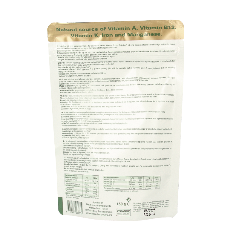 Marcus Rohrer Spirulina doypack 150 Gram