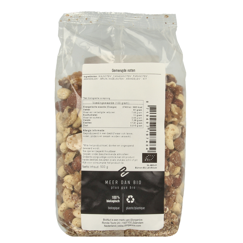 Bionut Gemengde noten bio 500 Gram