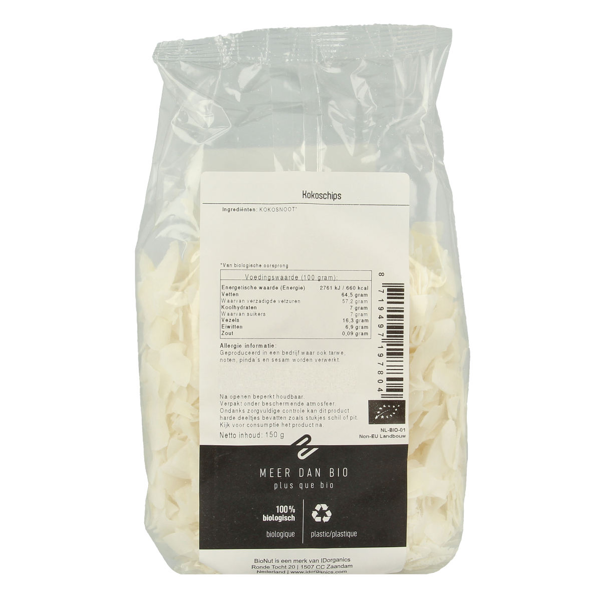 Bionut Kokoschips raw bio 150.00 Gram