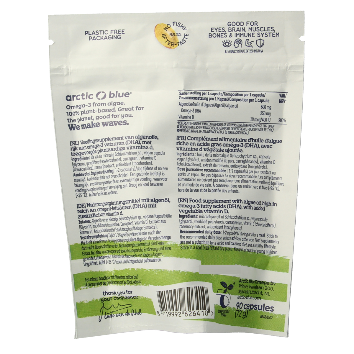 Arctic Blue Algenolie DHA met vitamine D 90.00 Softgels