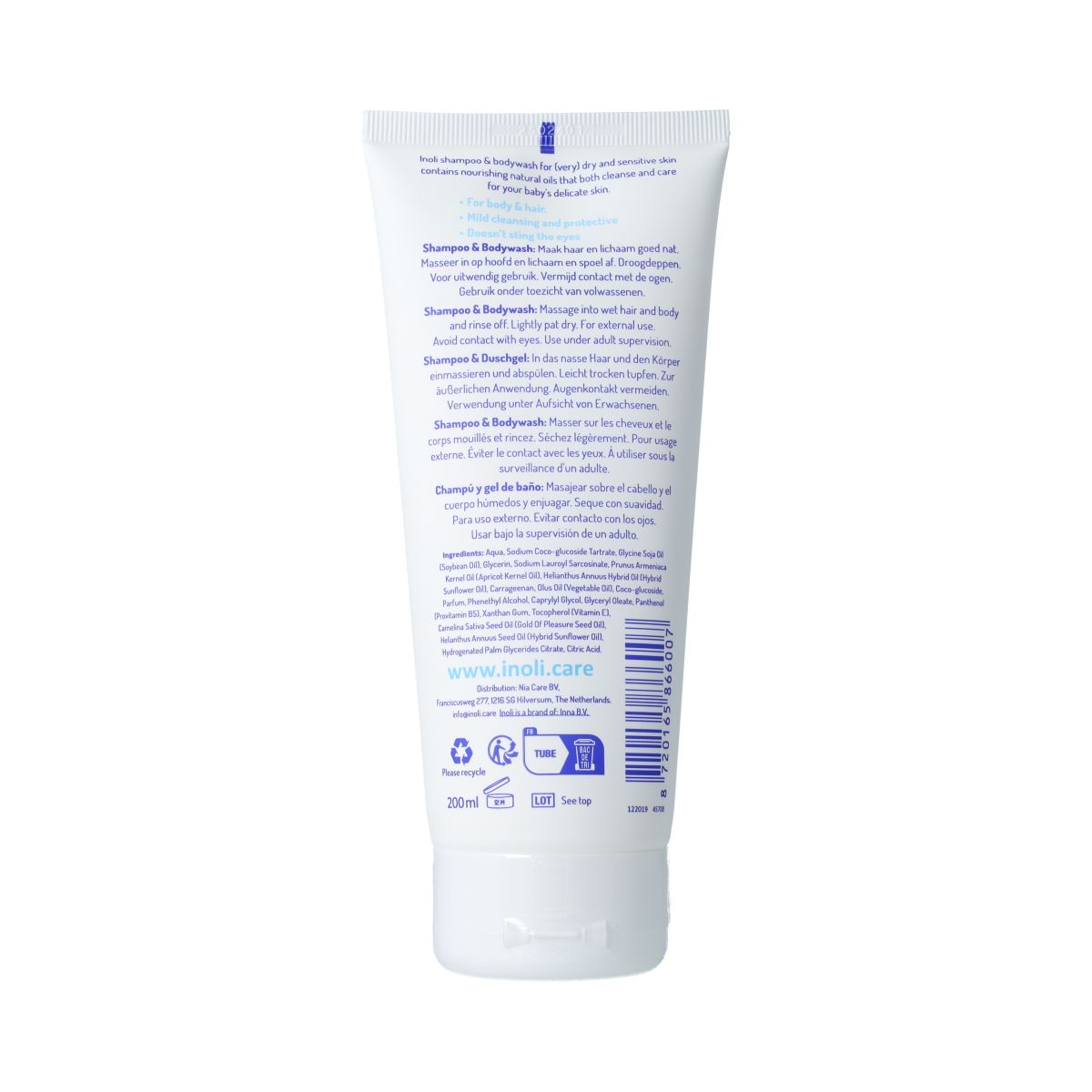 Inoli Shampoo wascreme vegan 200.00 Milliliter