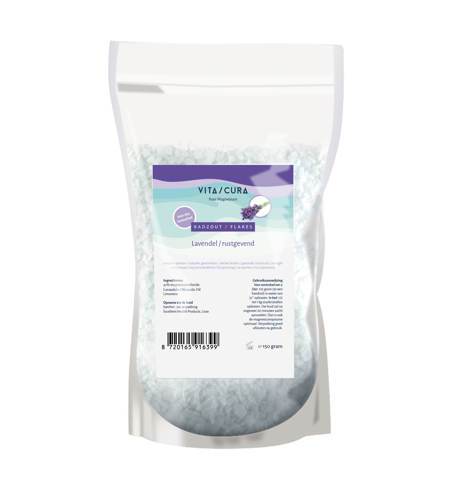 Vitacura Magnesium zout flakes lavendel 150.00 Gram