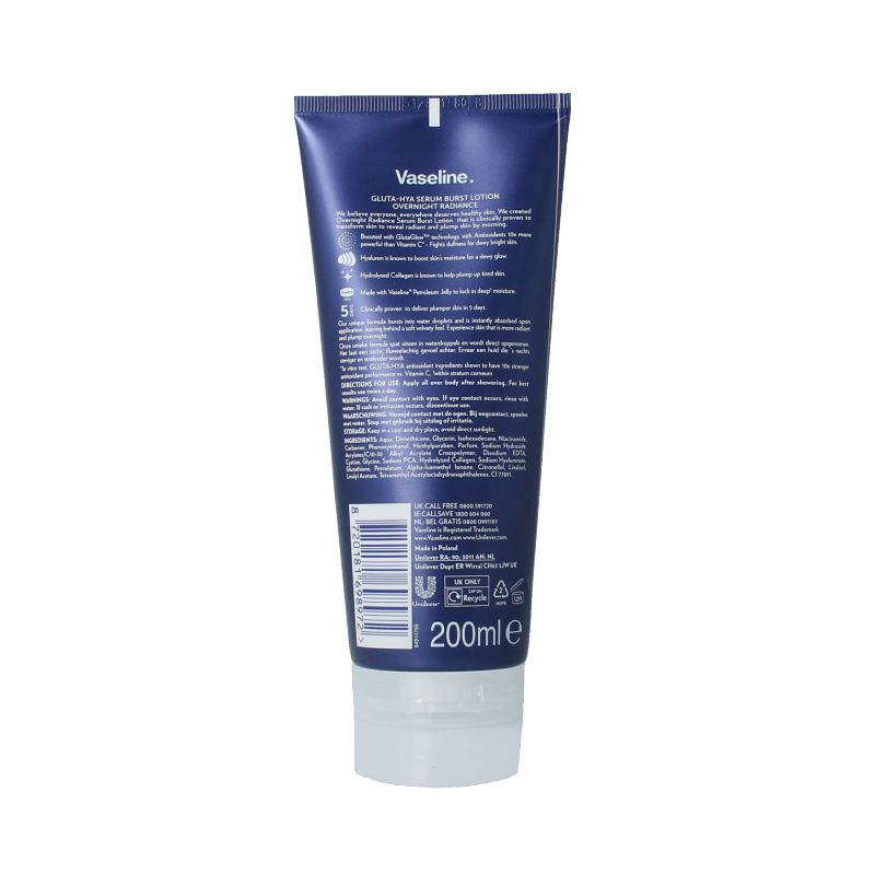 Vaseline Gluta-hya overnight radiance serum lotion 200 Milliliter