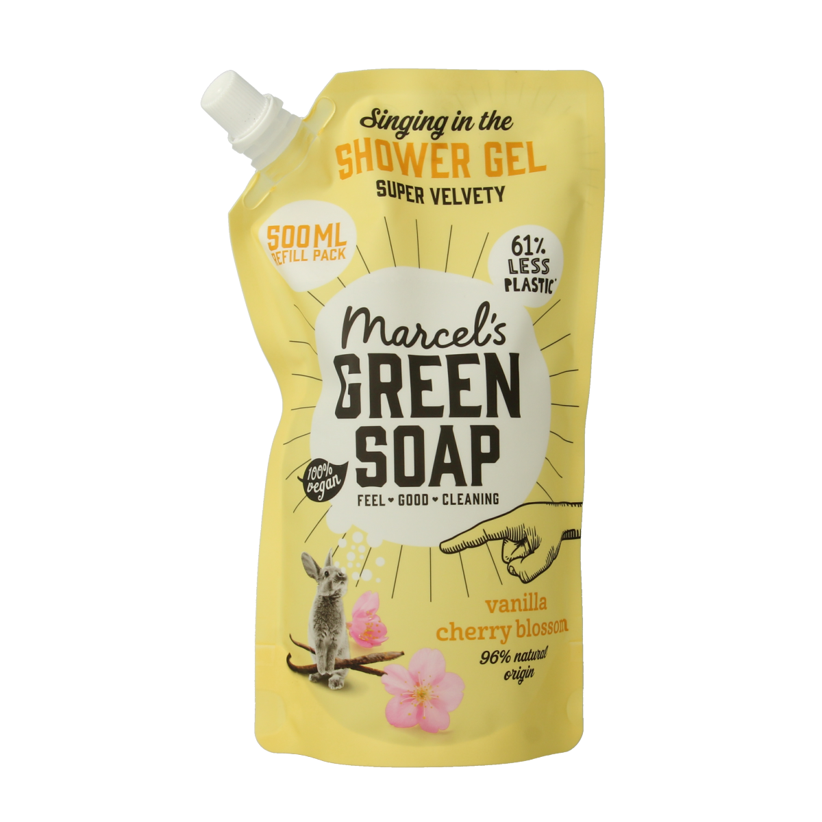 Marcel's Green Soap Showergel vanille & kersenbloesem navulling 500.00 Milliliter