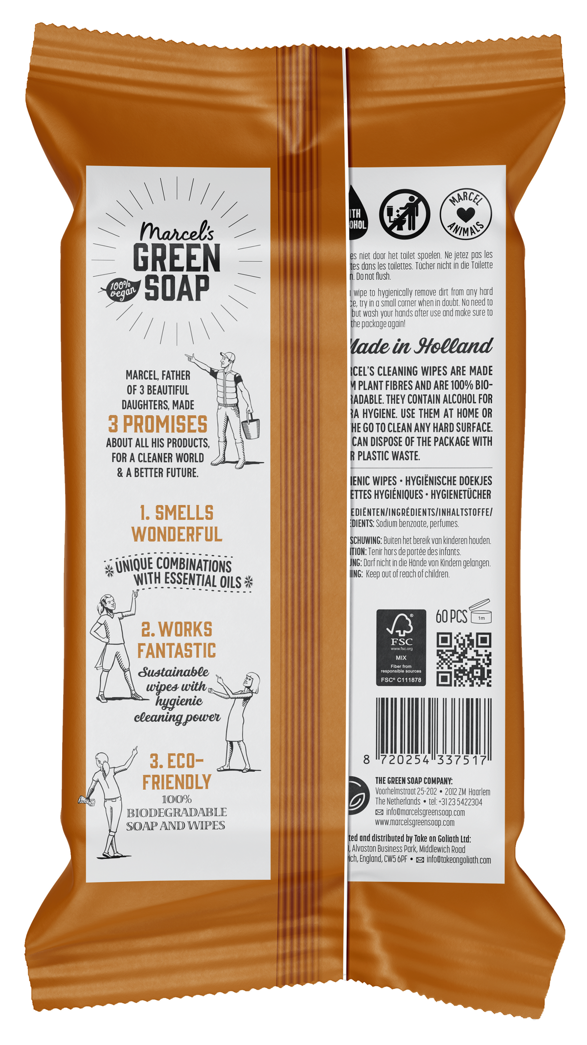 Marcel's Green Soap Cleansing wipes sandelhout & kardemom 60.00 Stuks