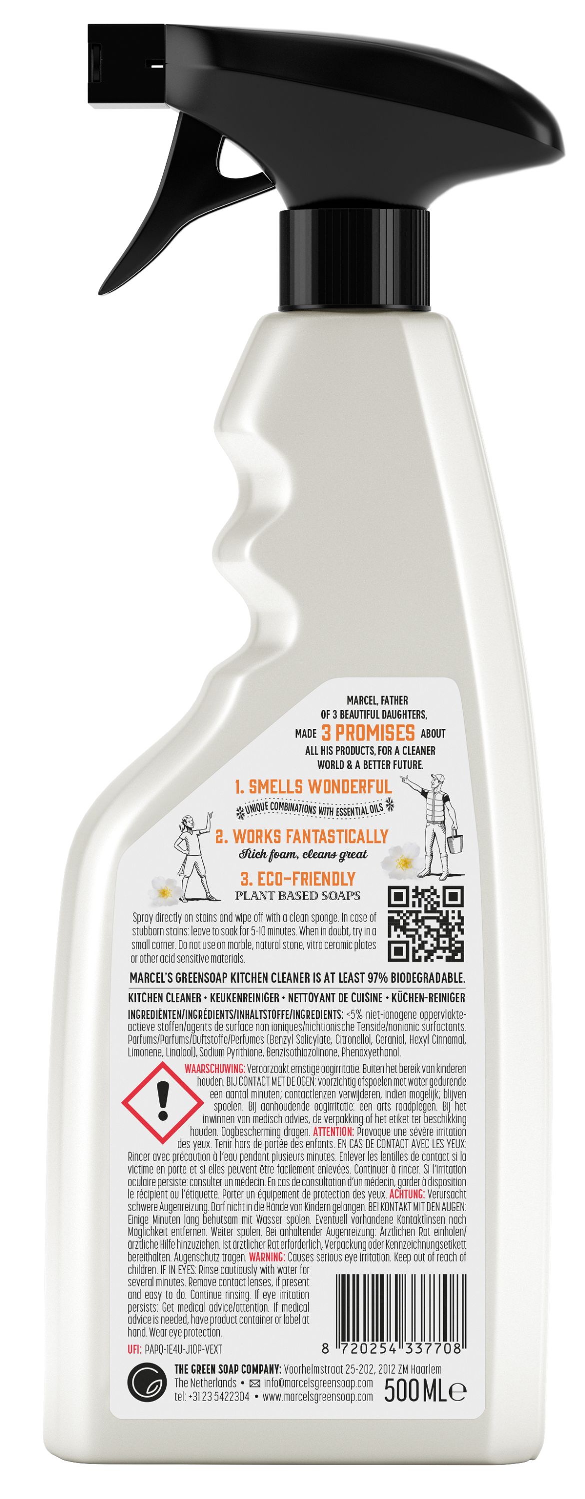 Marcel's Green Soap Keukenreiniger spray sinaasappel & jasmijn 500 Milliliter