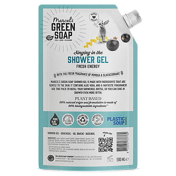 Marcel's Green Soap Showergel mimosa & black currant navul 500.00 Milliliter