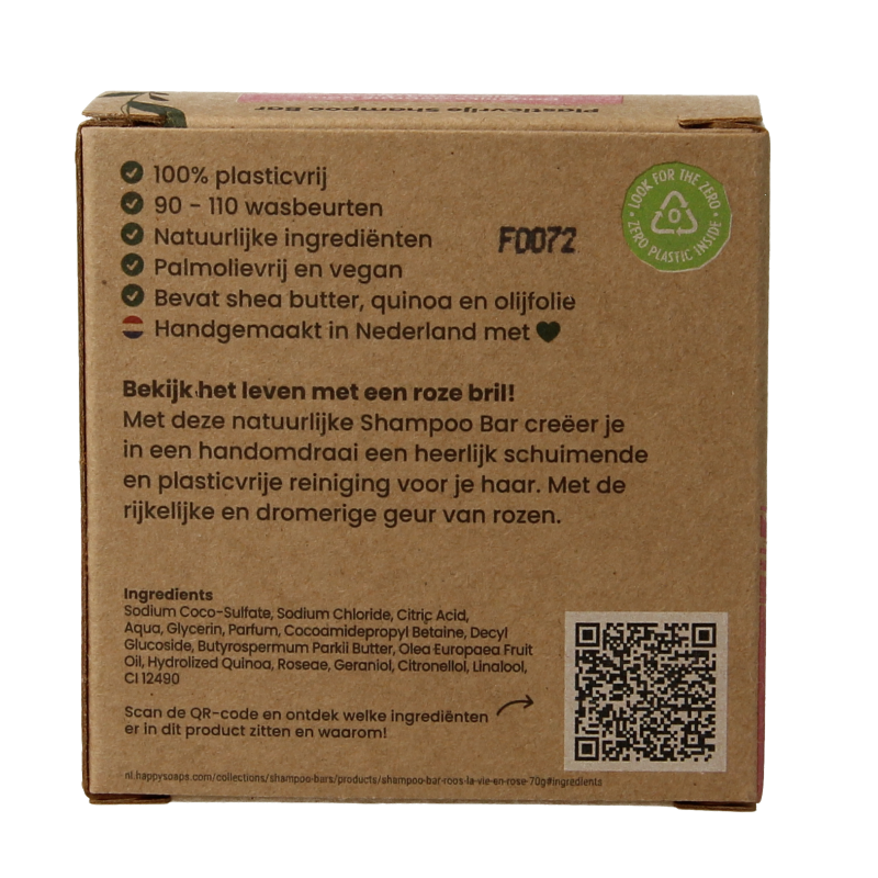 Happysoaps Shampoobar la vie en rose 70 Gram
