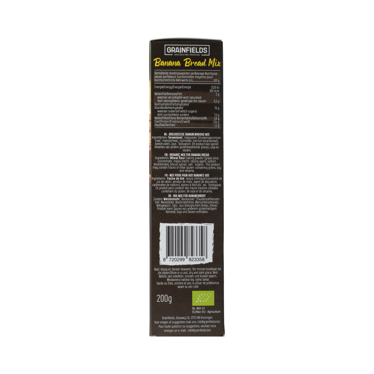 Grainfields Banana bread mix bio 400.00 Gram