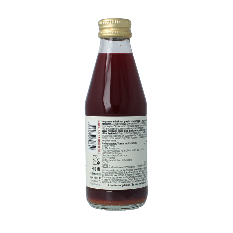 G'nger Energy groentesap 75% groente en guarana 200 Milliliter
