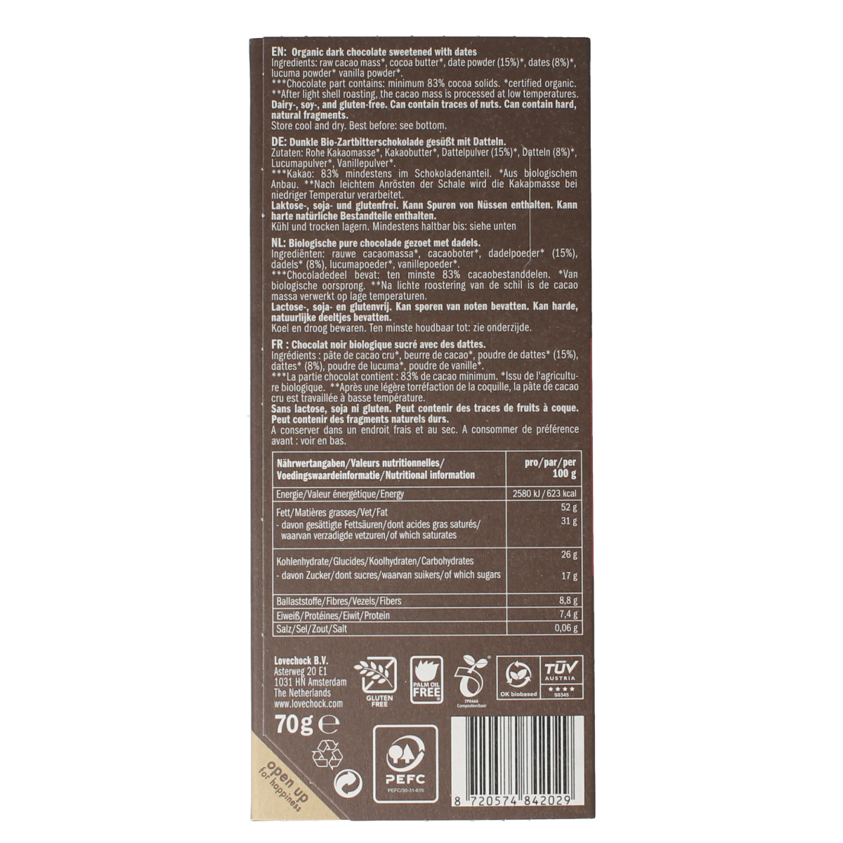 Lovechock Dark & dates bio 70.00 Gram