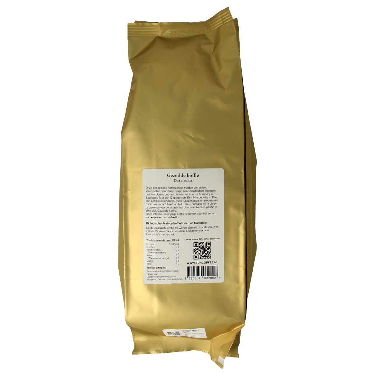 SUN Coffee Gezeilde koffiebonen dark roast bio 500.00 Gram