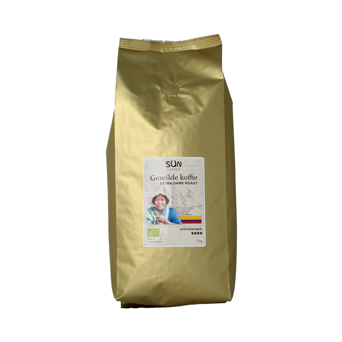 SUN Coffee Gezeilde koffiebonen extra dark roast bio 1.00 Kilogram