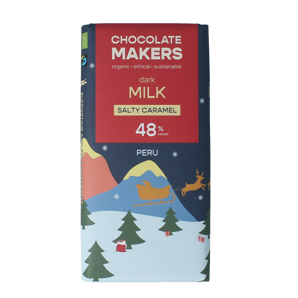 Chocolatemakers Kerstreep salty caramel bio 80.00 Gram