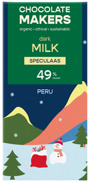 Chocolatemakers Kerstreep milky speculaas bio 80.00 Gram