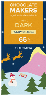 Chocolatemakers Kerstreep Colombia puur 65% orange bio 80.00 Gram