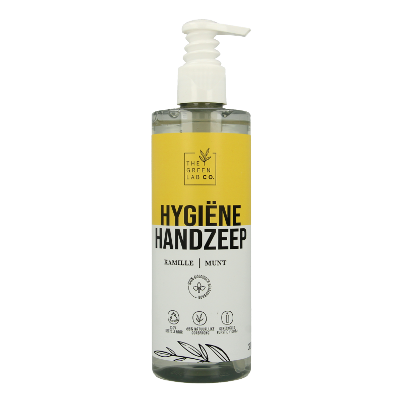 The Green Lab Co Handzeep vloeibaar kamille & munt met pomp 300 Milliliter