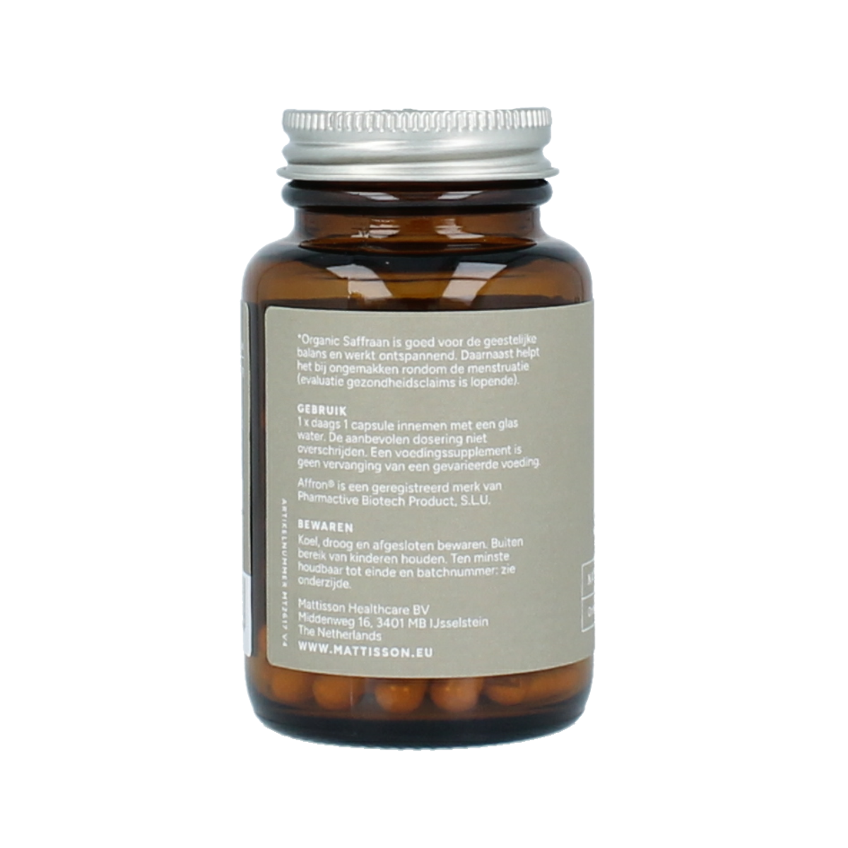 Mattisson Organic saffraan 30mg bio 60.00 Vegetarische capsules