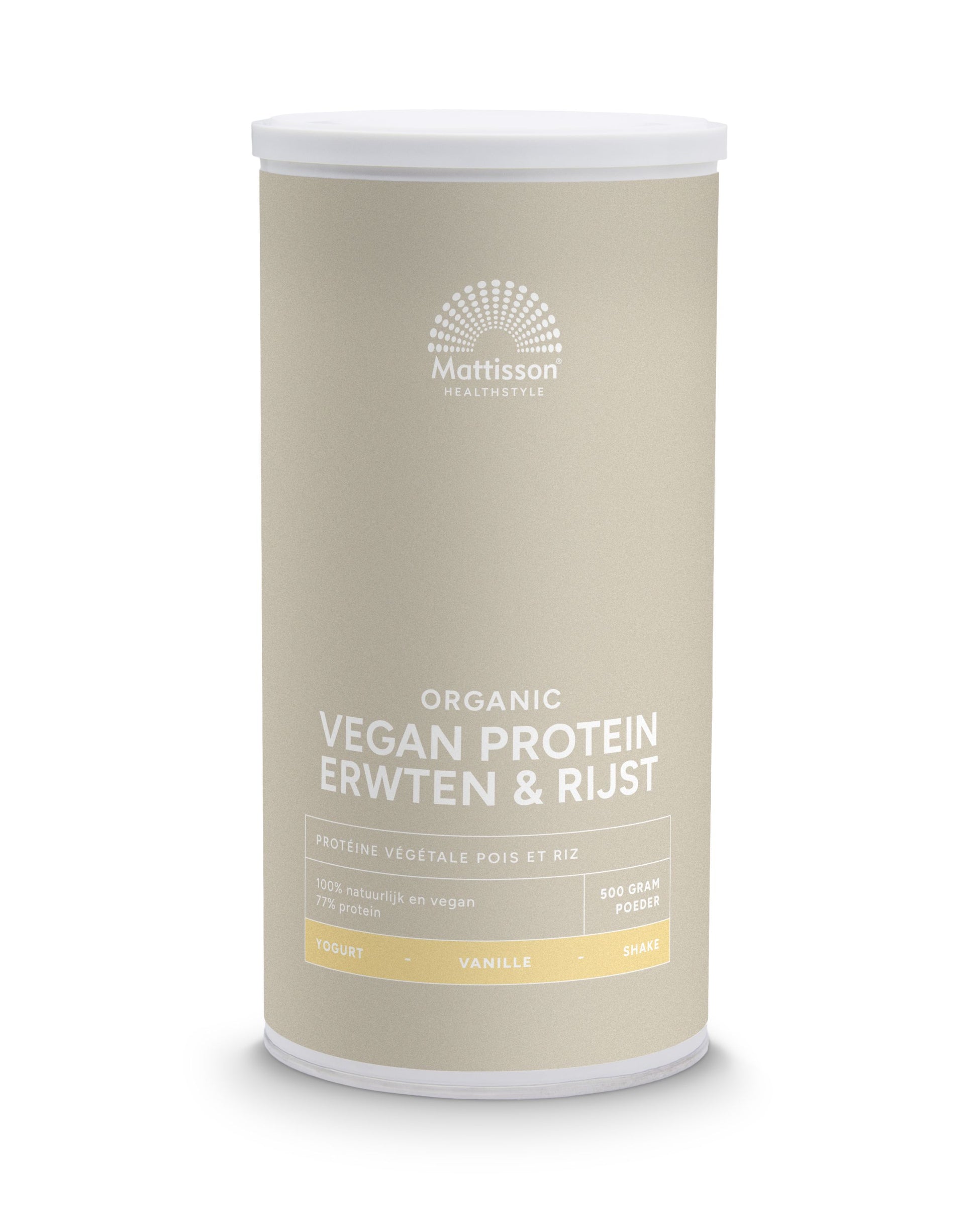 Mattisson Vegan protein erwten & rijst vanille bio 500.00 Gram
