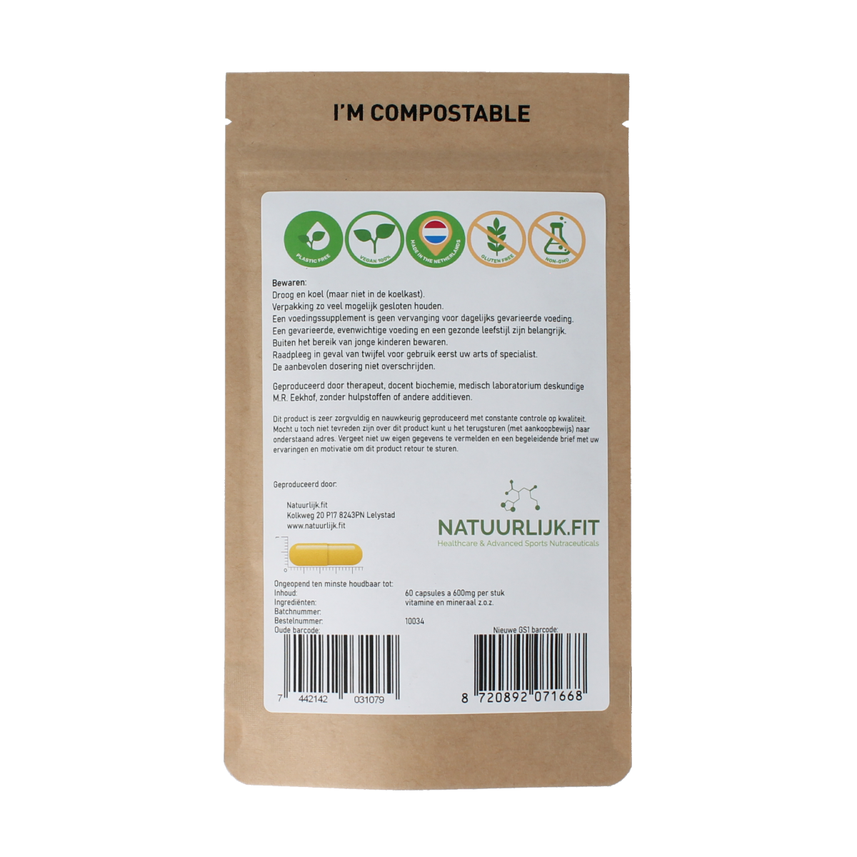 Natuurlijk.fit Vitamine C + zink 60.00 Capsules