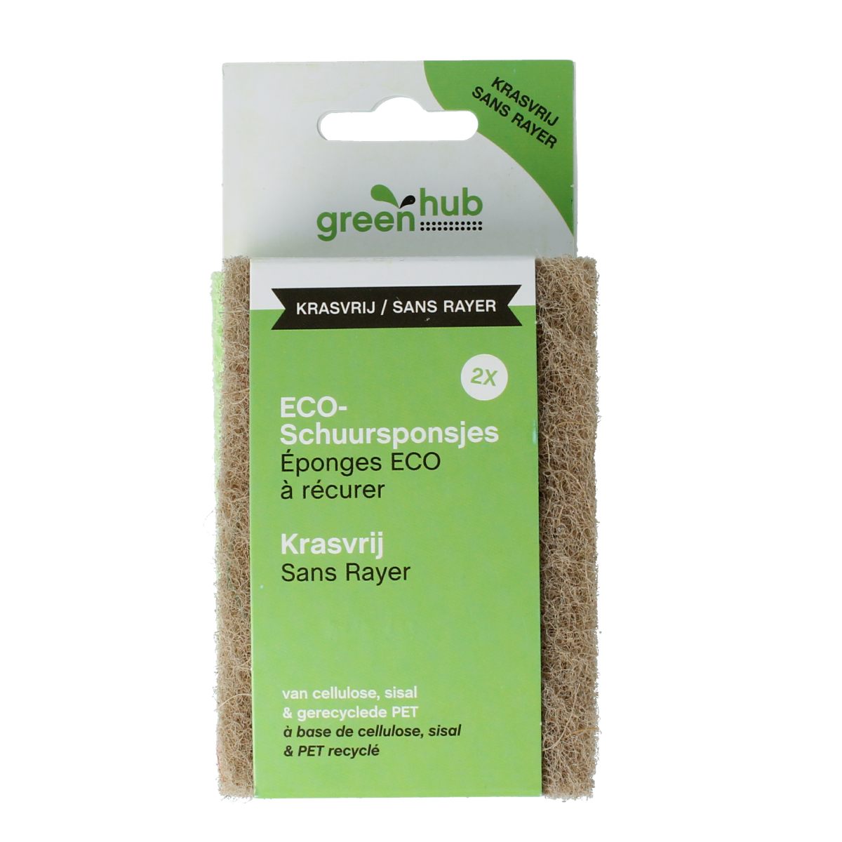 Greenhub  Schuursponsjes eco krasvrij 2.00 Stuks