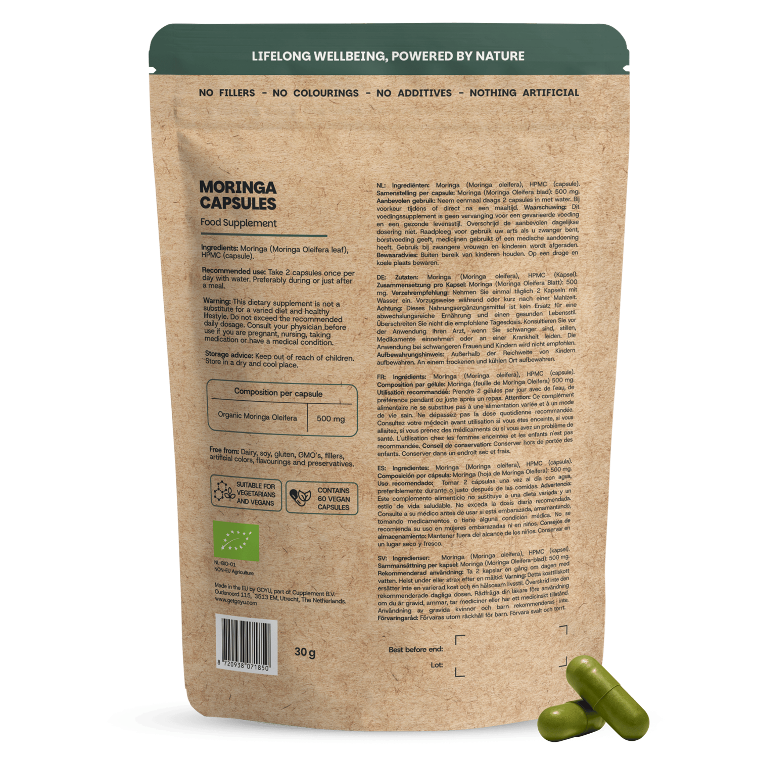 Goyu Moringa oleifera 500mg bio 60.00 Vegetarische capsules