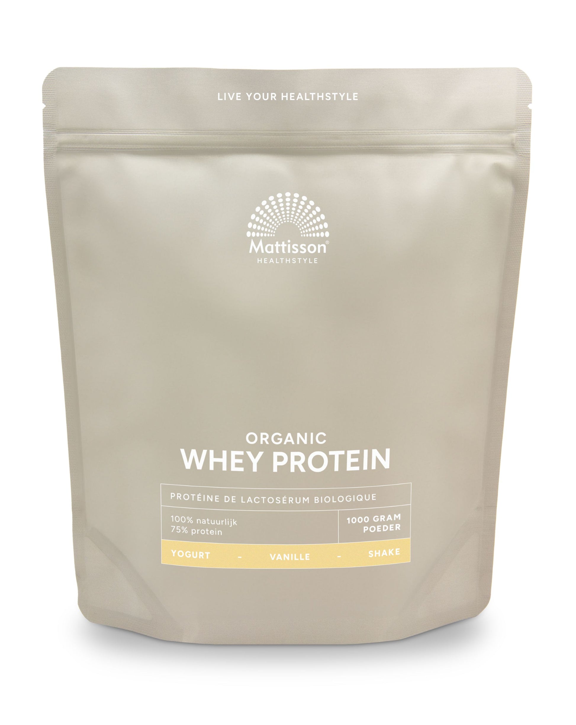 Mattisson Wei proteine poeder 75% vanille bio 1.00 Kilogram