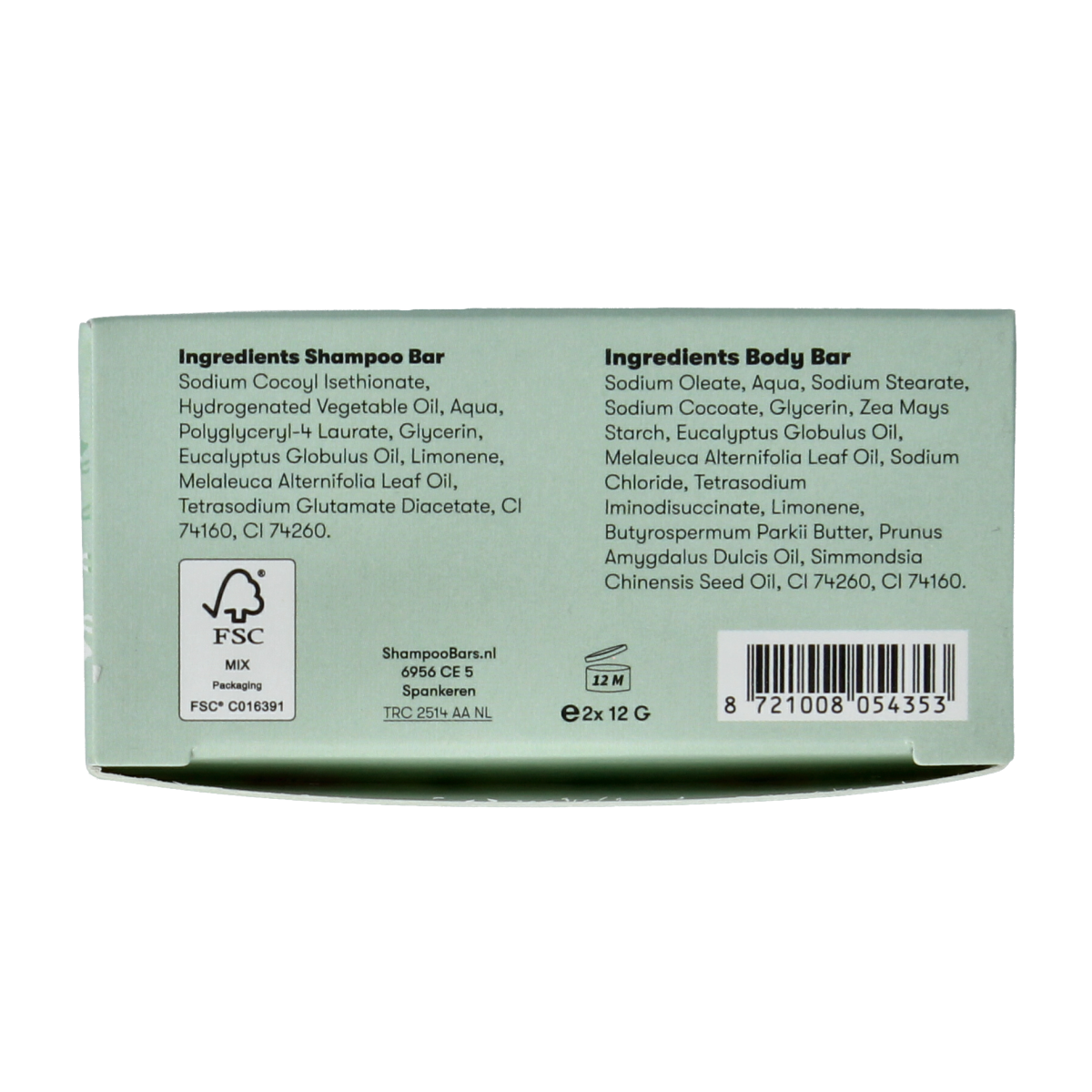 Shampoobars Mini shampoo & body bar eucalyptus & tea tree 20.00 Gram