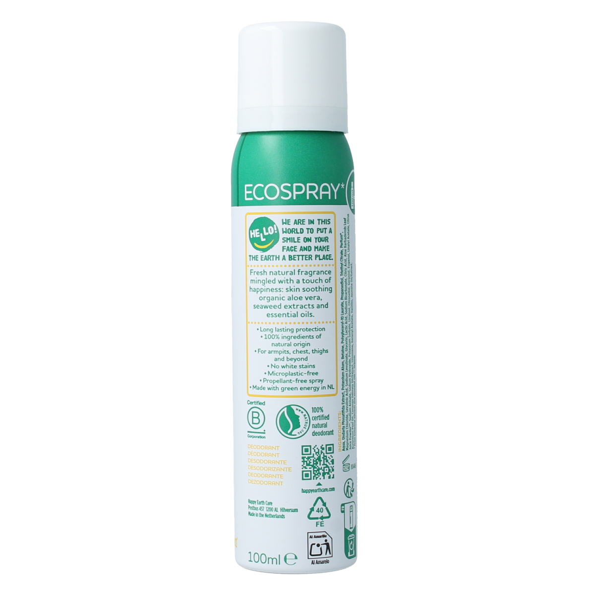 Happy Earth Deodorant bodyspray jasmine ho wood 100.00 Milliliter