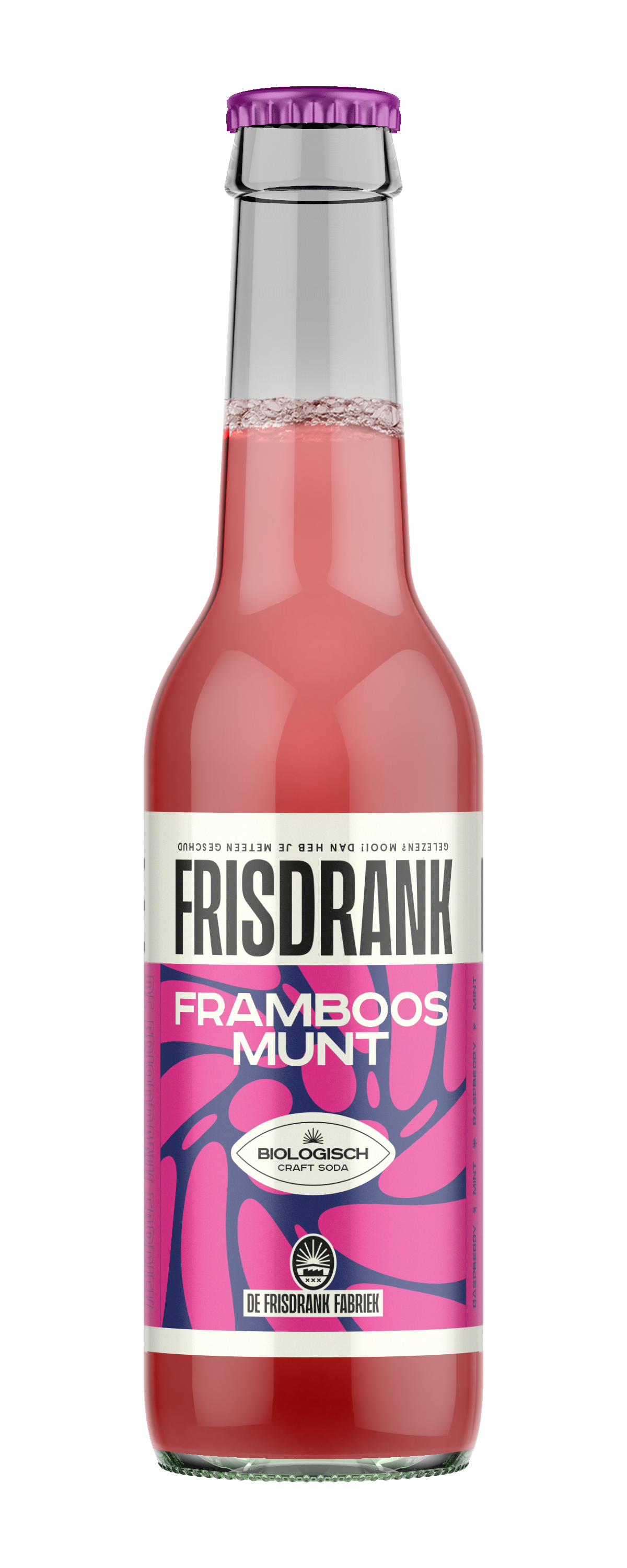 De Frisdrank Fabriek  Koolzuurhoudende frisdrank framboos munt bio 275.00 Milliliter