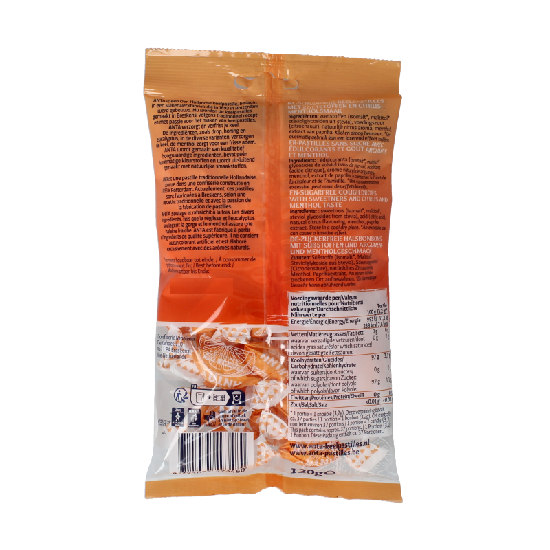 Anta Citrusmix menthol suikervrij 120 Gram