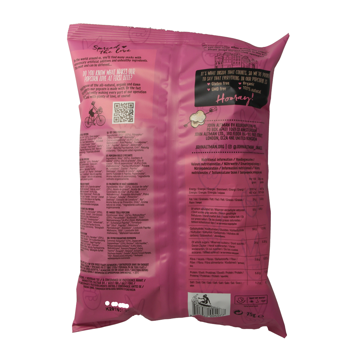 John Altman Popcorn sweet chilli bio 75.00 Gram