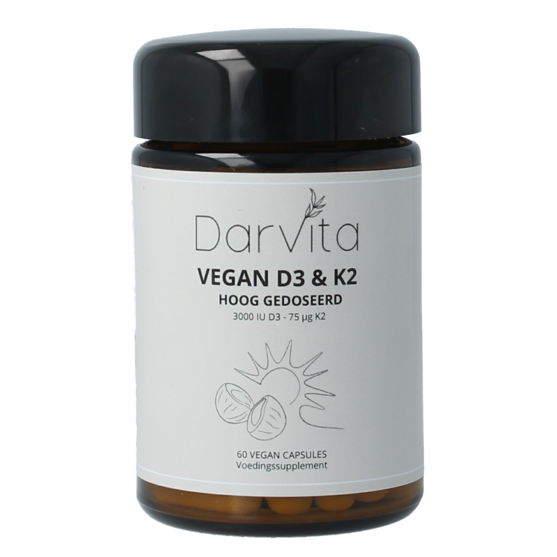 Darvita D3 & K2 3000 IU MCT-poeder (kokos) 60 Vegetarische capsules