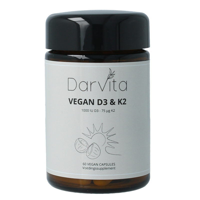 Darvita D3 & K2 1000 IU MCT-poeder (kokos) 60 Vegetarische capsules