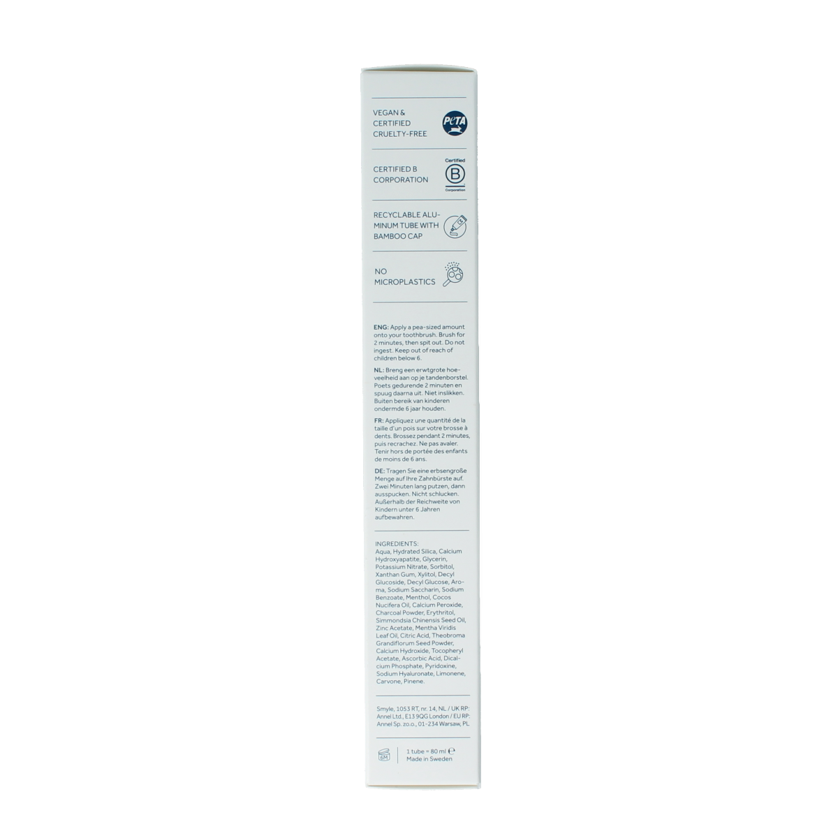 Smyle Tandpasta fresh mint zonder fluoride 80.00 Milliliter