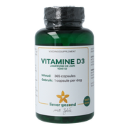 Liever Gezond Vitamine D3 25 mcg jaarrond levenslicht 365.00 Softgels