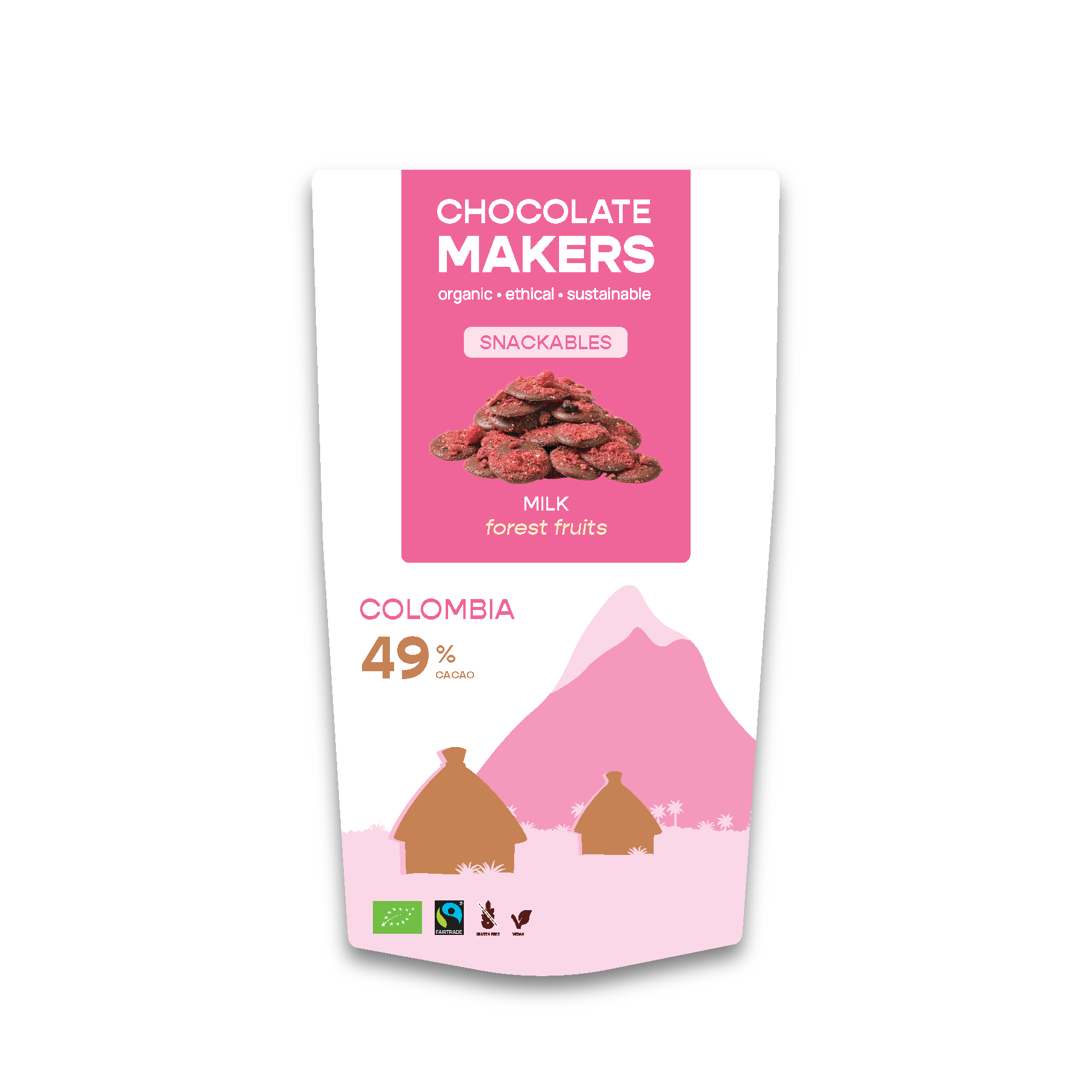 Chocolatemakers Snackable melk 49% met bosvruchten bio 100 Gram